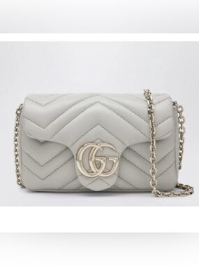 GUCCI Marmont mini GG logo quilted leather chain crossbody bag